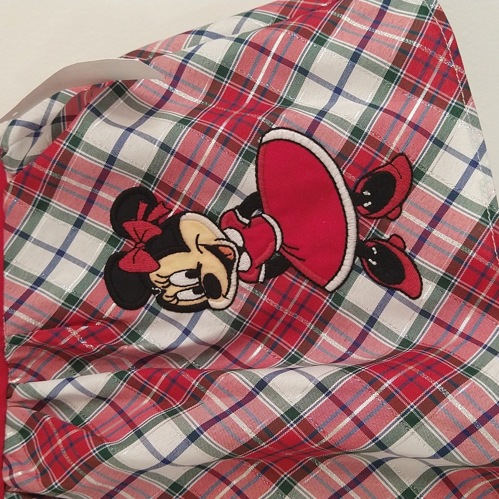 Plaid Disney Minnie mouse holiday dress size 0- 3 months - Picture 2 of 7